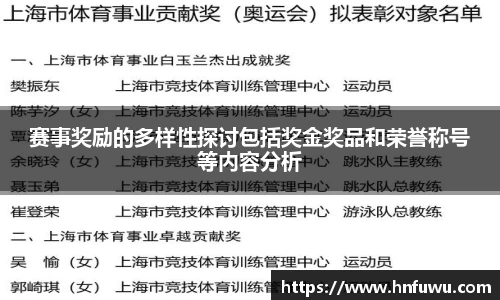 赛事奖励的多样性探讨包括奖金奖品和荣誉称号等内容分析